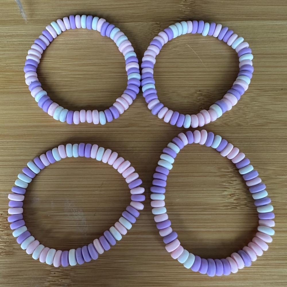 Handmade Polymer Clay Stretch Bead Bracelet Candy 7 inches - Picture 1 of 2